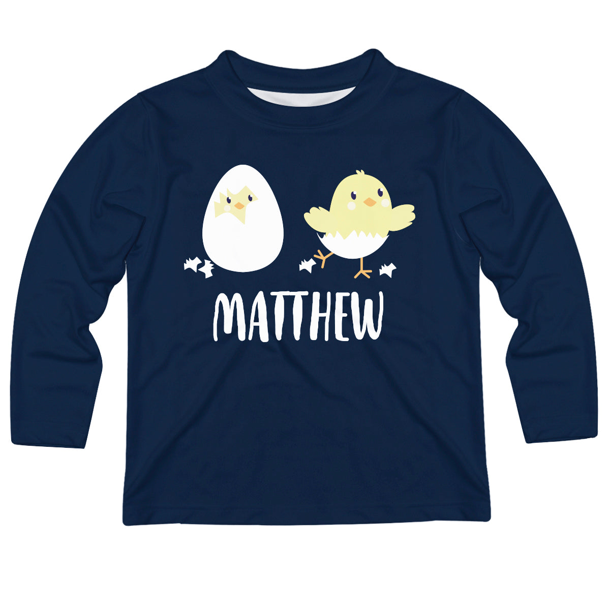 Egg and Chicken Name Navy Long Sleeve Tee Shirt - Wimziy&Co.