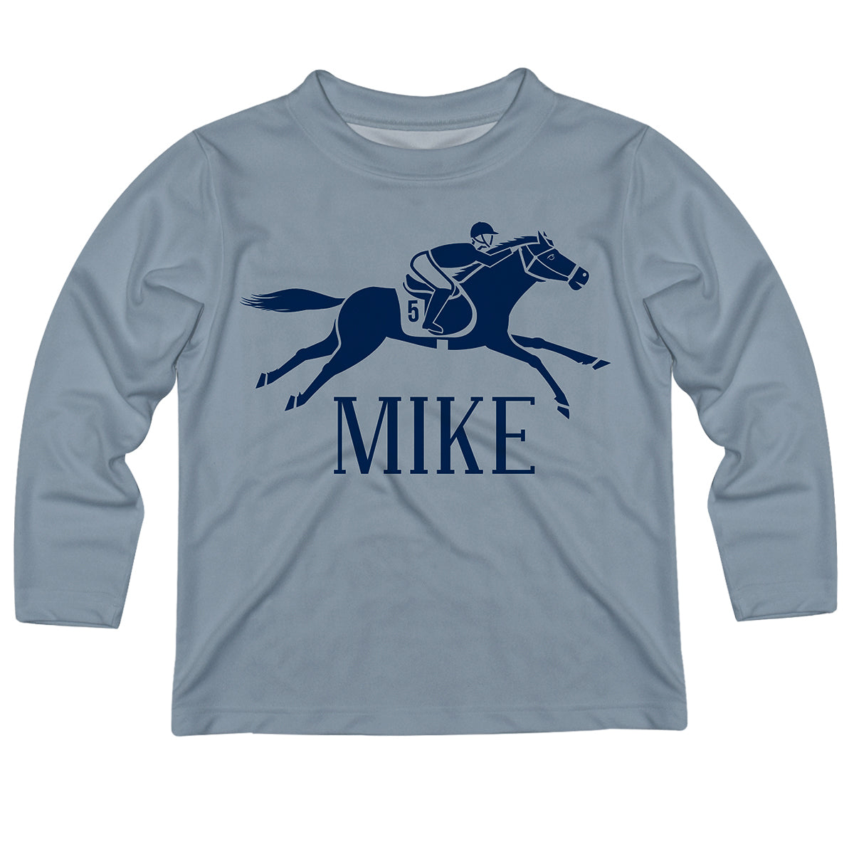 Gray long sleeve equestrian tee shirt with name - Wimziy&Co.