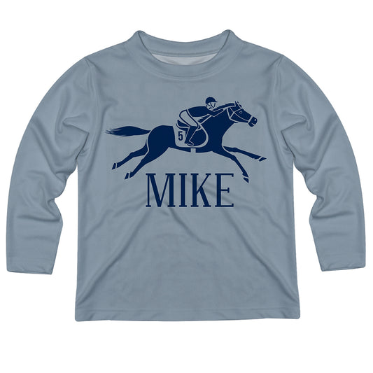 Gray long sleeve equestrian tee shirt with name - Wimziy&Co.