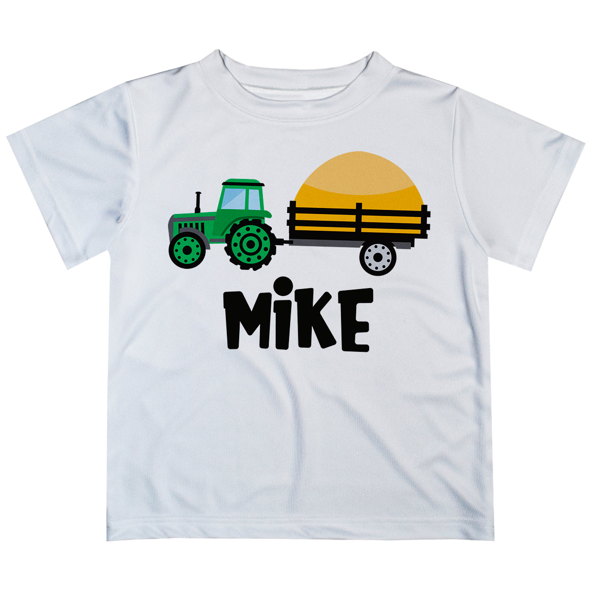 White short sleeve tee shirt with tractor and name - Wimziy&Co.