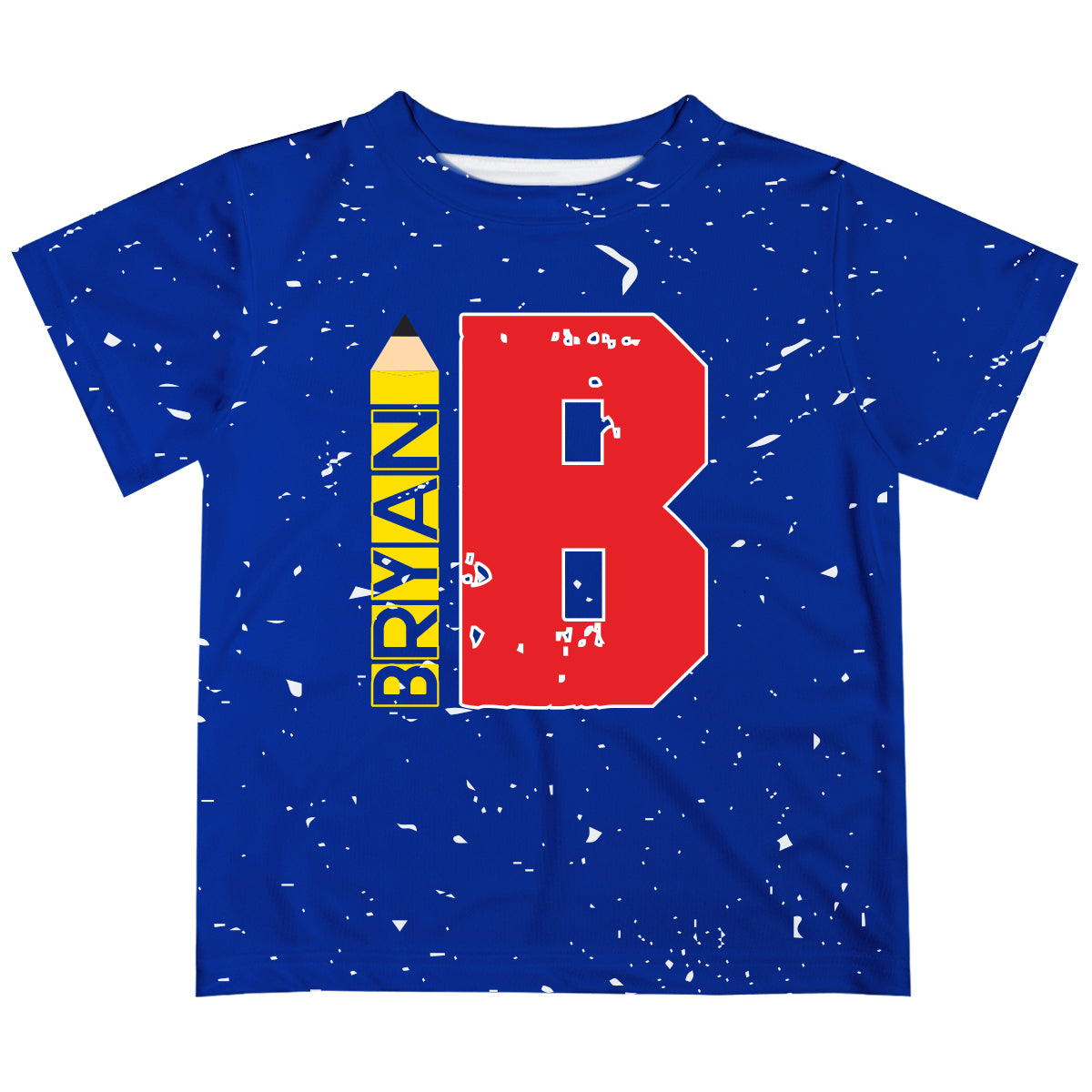Pencil Name and Initial Royal Short Sleeve Tee Shirt - Wimziy&Co.