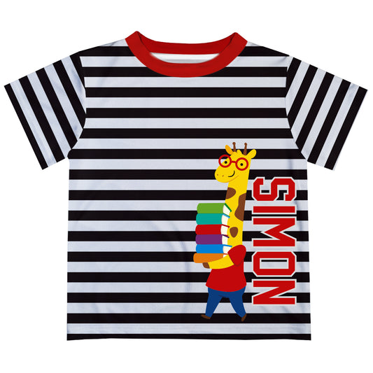 Giraffe Name White and Black Stripes Short Sleeve Tee Shirt - Wimziy&Co.