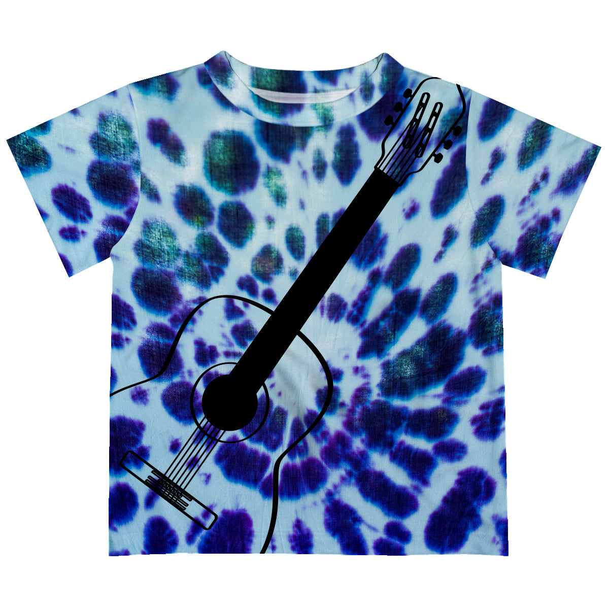Guitar Blue and Purple Tie Dye Short Sleeve Tee Shirt - Wimziy&Co.