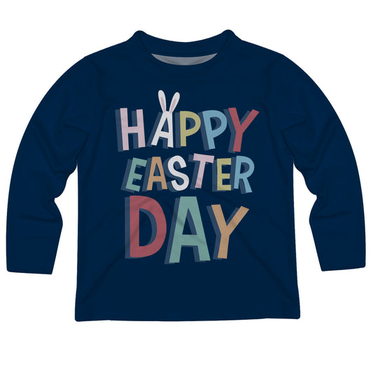 Happy Easter Day Name Navy Long Sleeve Tee Shirt - Wimziy&Co.