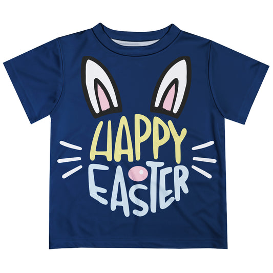 Happy Easter Navy Short Sleeve Tee Shirt - Wimziy&Co.