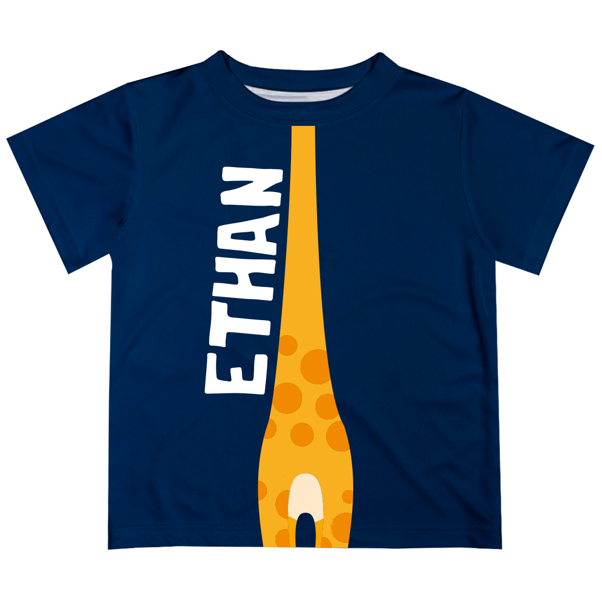 Giraffe Name Navy Short Sleeve Boys Tee Shirt - Wimziy&Co.