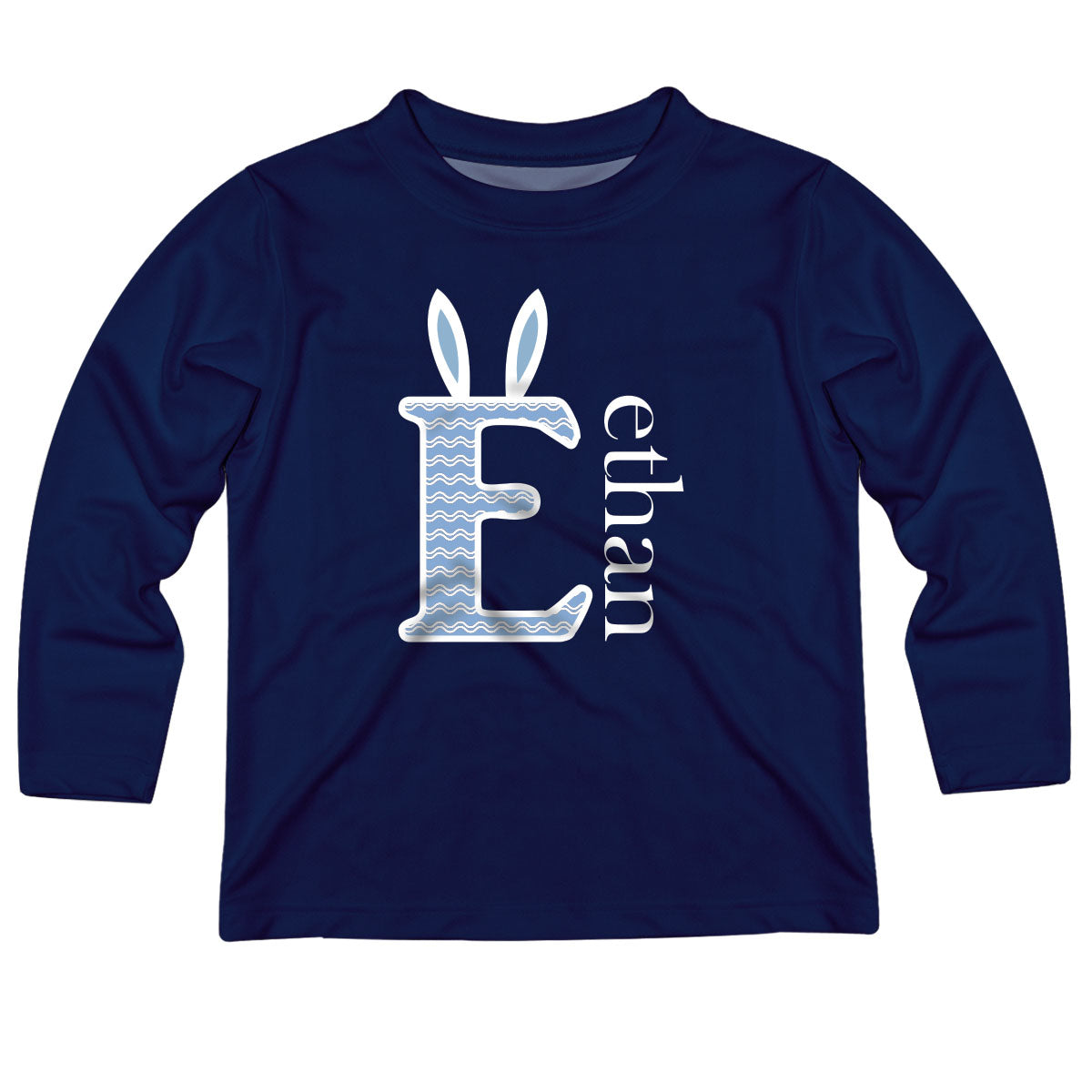 Initial and Name Navy Long Sleeve Tee Shirt - Wimziy&Co.