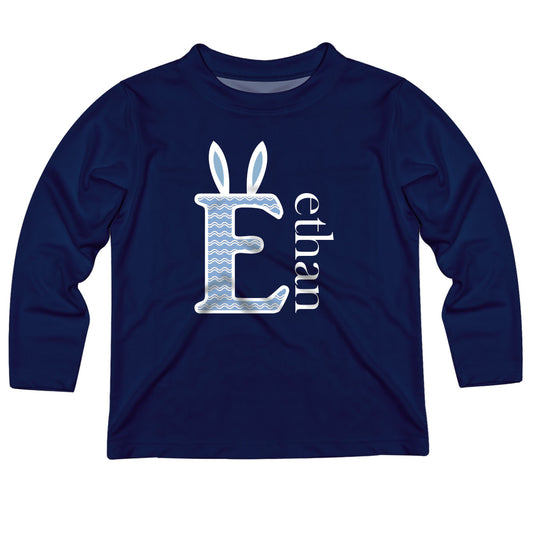 Initial and Name Navy Long Sleeve Tee Shirt - Wimziy&Co.