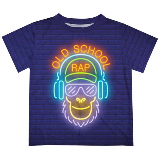 Old School Rap Navy Short Sleeve Tee Shirt - Wimziy&Co.