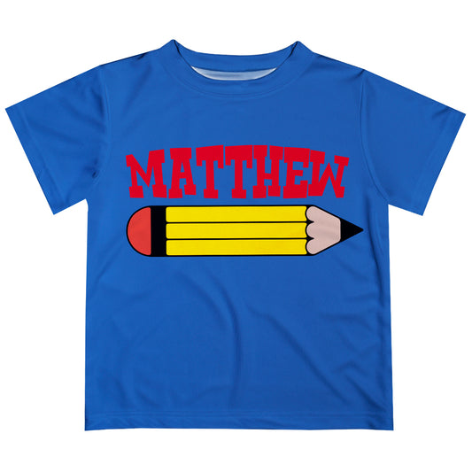 Pencil Name Royal Short Sleeve Tee Shirt - Wimziy&Co.