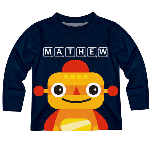 Robot Name Navy Long Sleeve Boys Tee Shirt - Wimziy&Co.