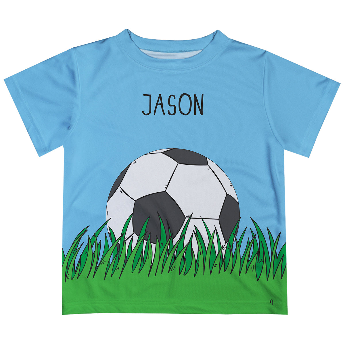 Soccer Name Light Blue Short Sleeve Tee Shirt