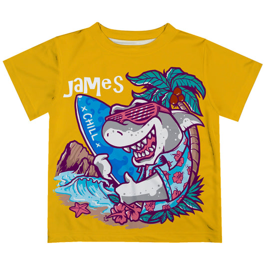 Shark Name Yellow Short Sleeve Tee Shirt - Wimziy&Co.