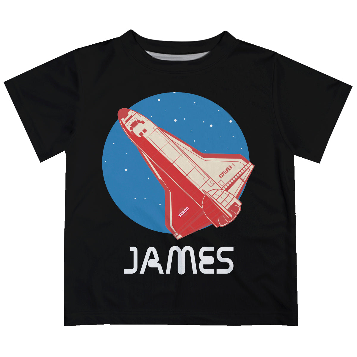 Space Rocket Black Short Sleeve Tee Shirt - Wimziy&Co.