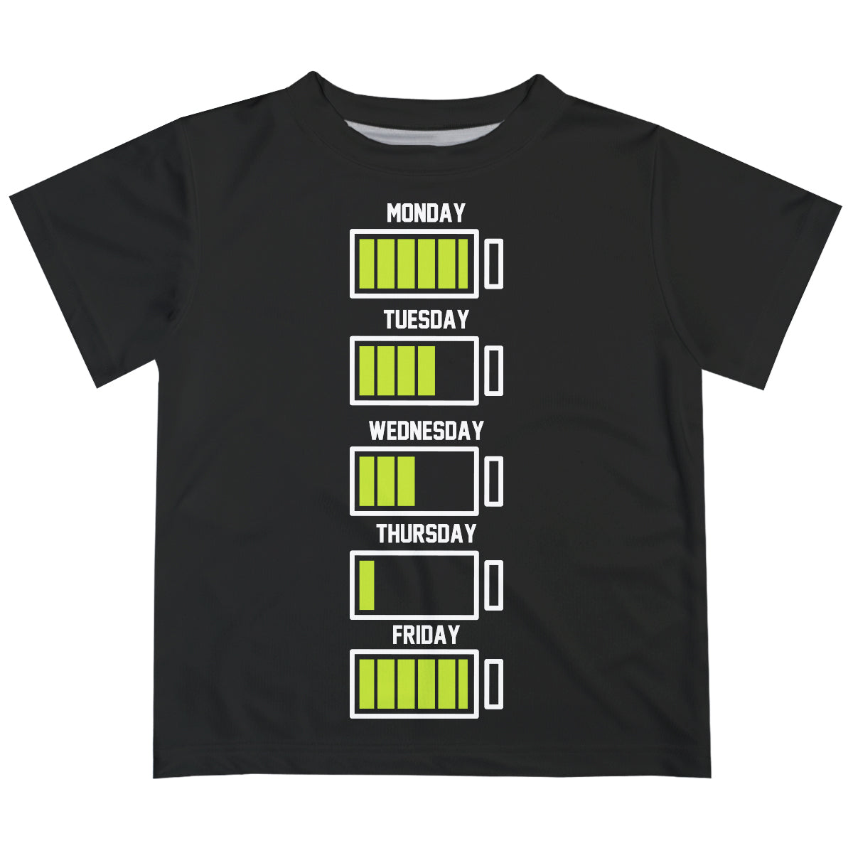 Weekly Batterry Black Short Sleeve Tee Shirt - Wimziy&Co.