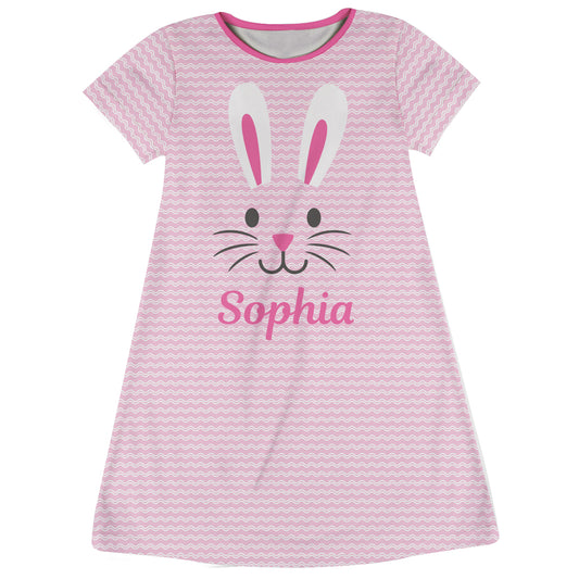 Bunny Name Pink Short Sleeve A Line Dress - Wimziy&Co.