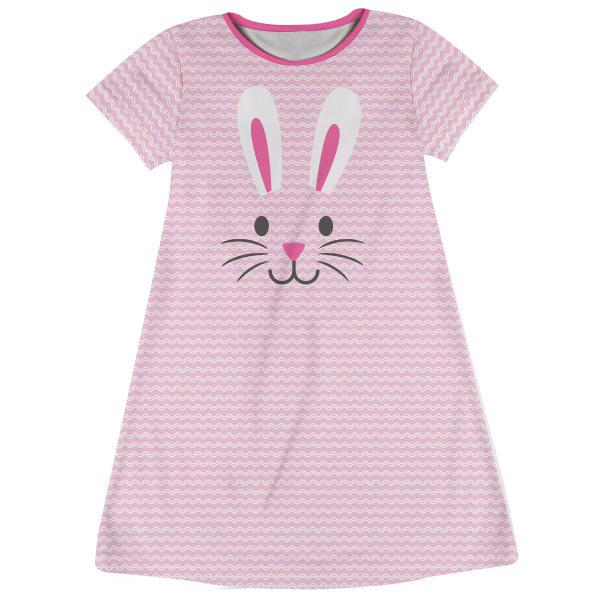 Bunny Name Pink Short Sleeve A Line Dress - Wimziy&Co.