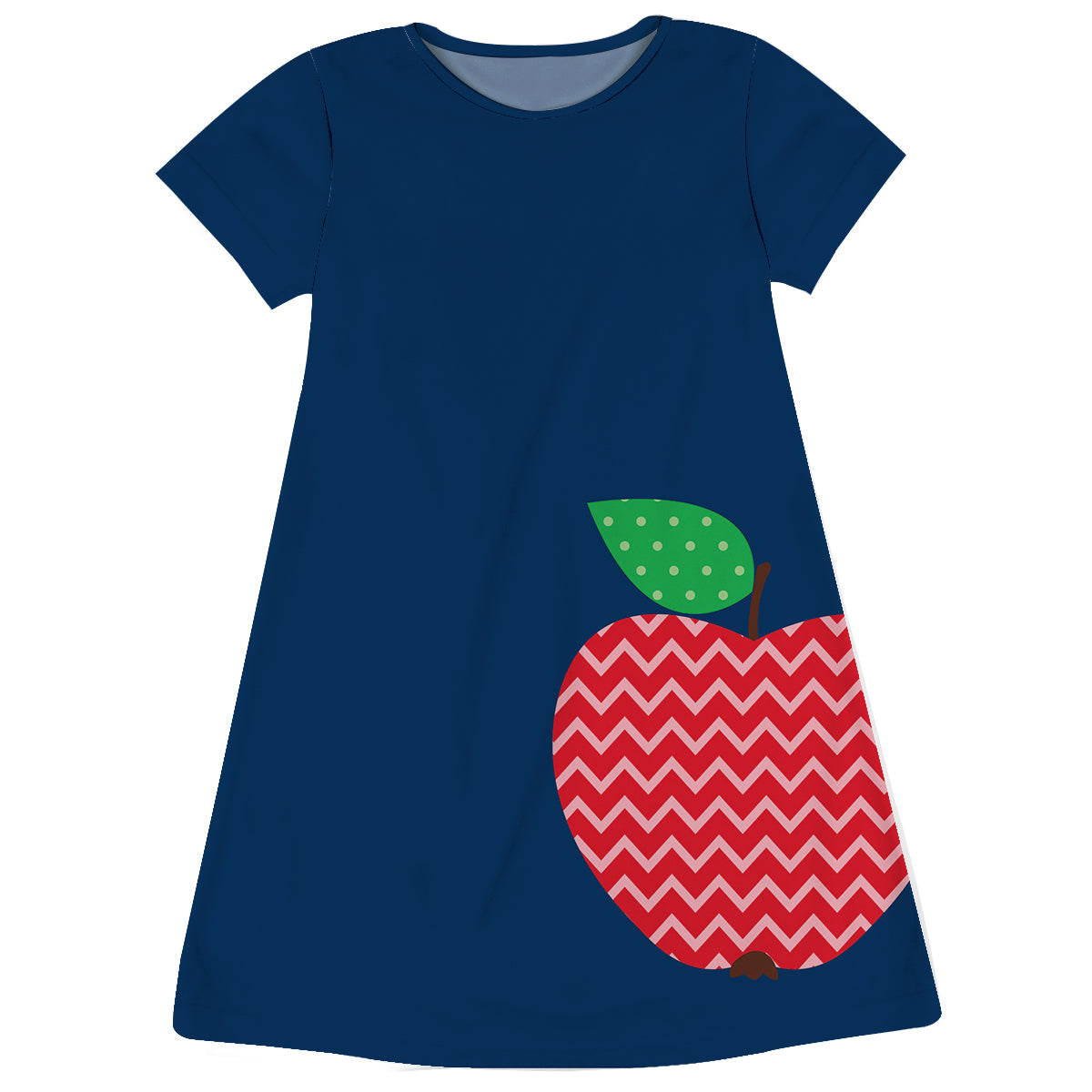 Back To School Apple Navy Short Sleeve A Line Dress - Wimziy&Co.