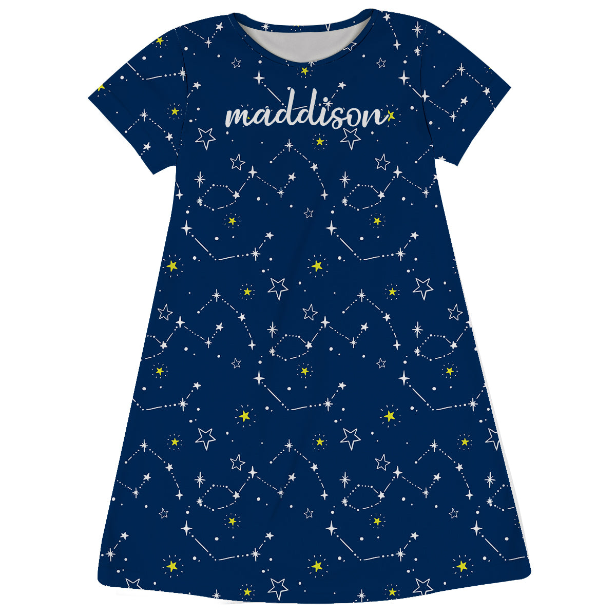 Constellations Print Name Short Sleeve A Line  Dress - Wimziy&Co.