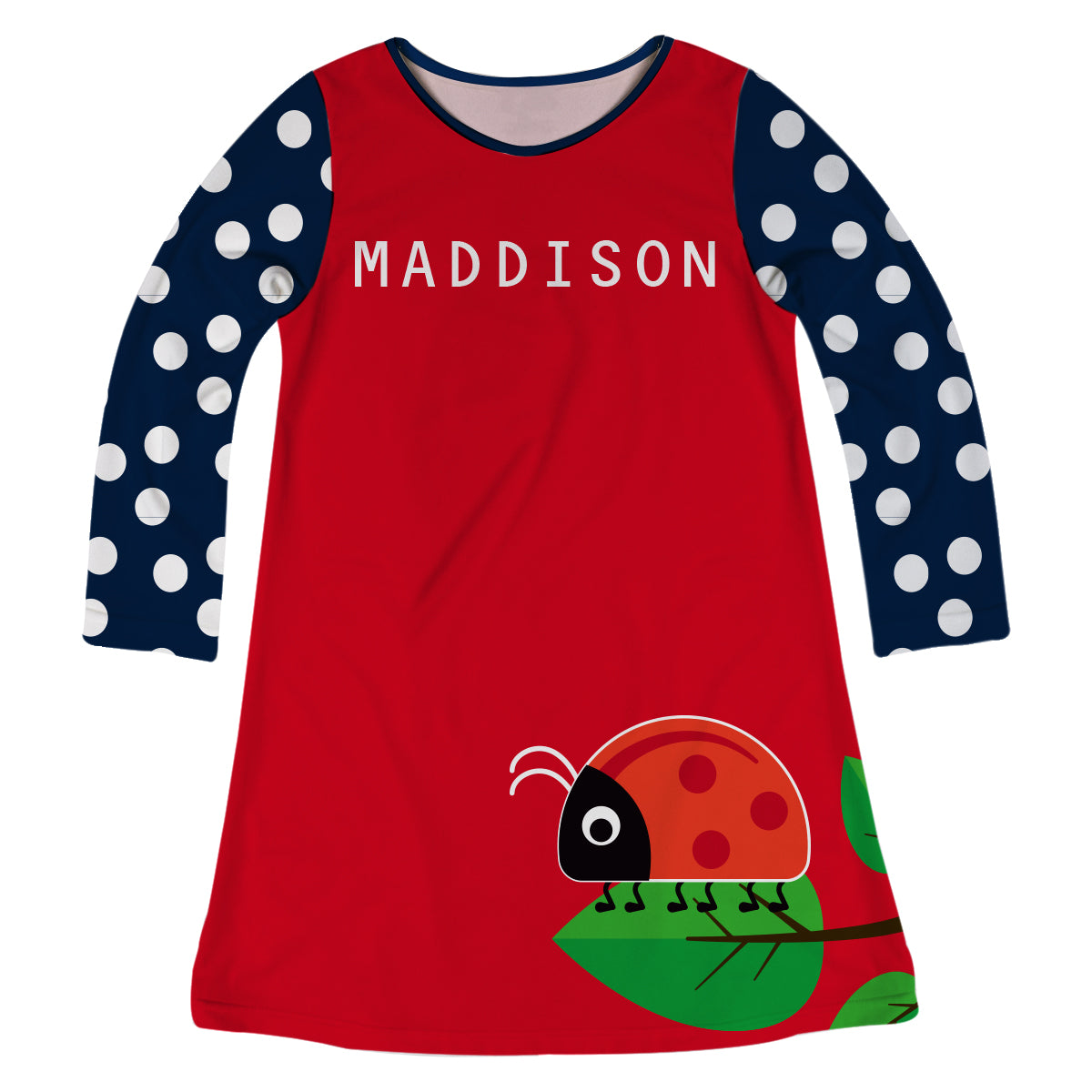Ladybug Name Red Long Sleeve A Line Dress - Wimziy&Co.