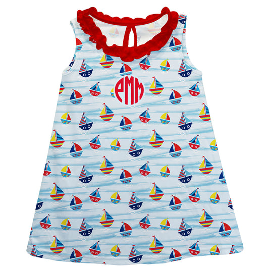 Sailboat Lt Blue A Line Baby Dress - Wimziy&Co.