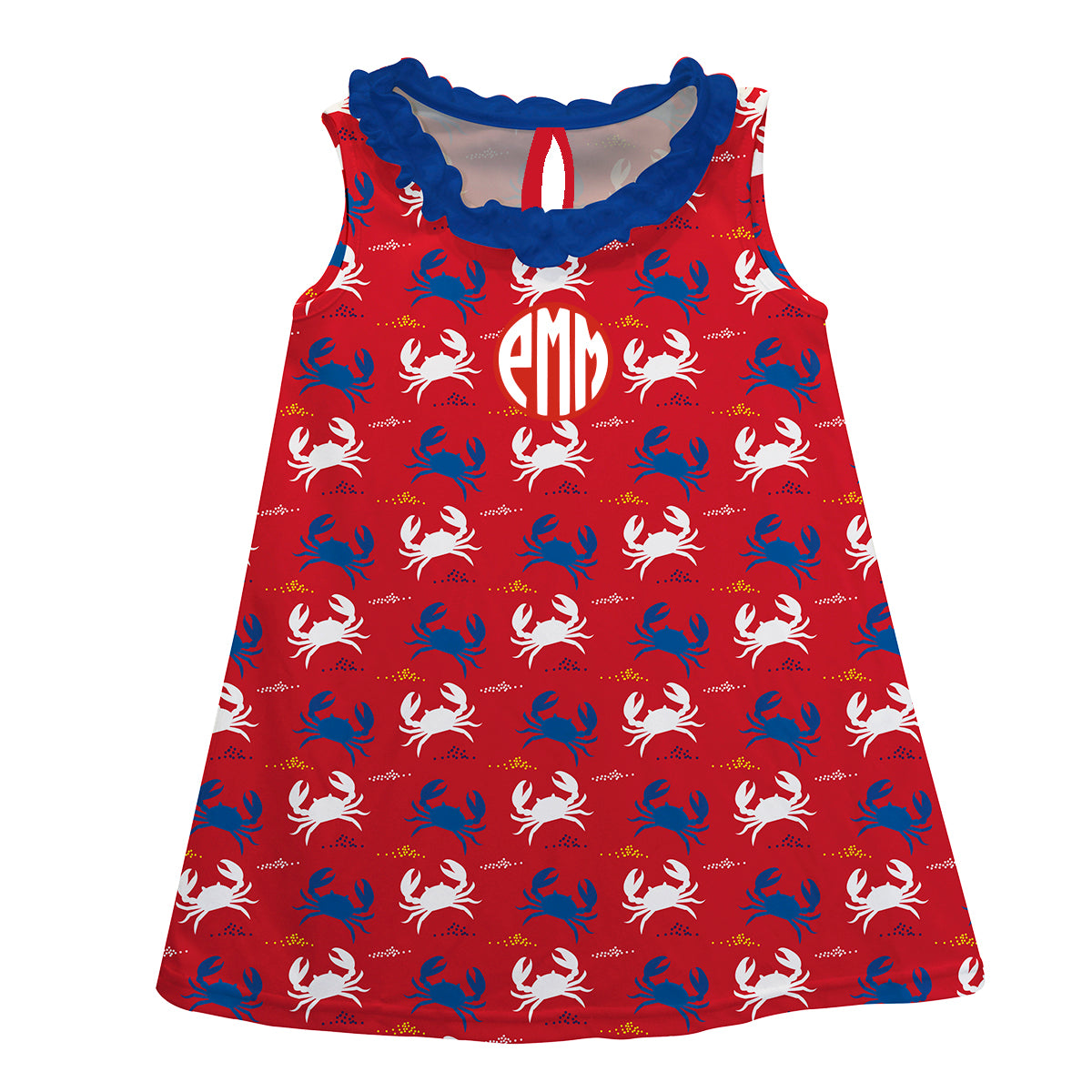 Crabs Print Monogram Red A Line Dress - Wimziy&Co.