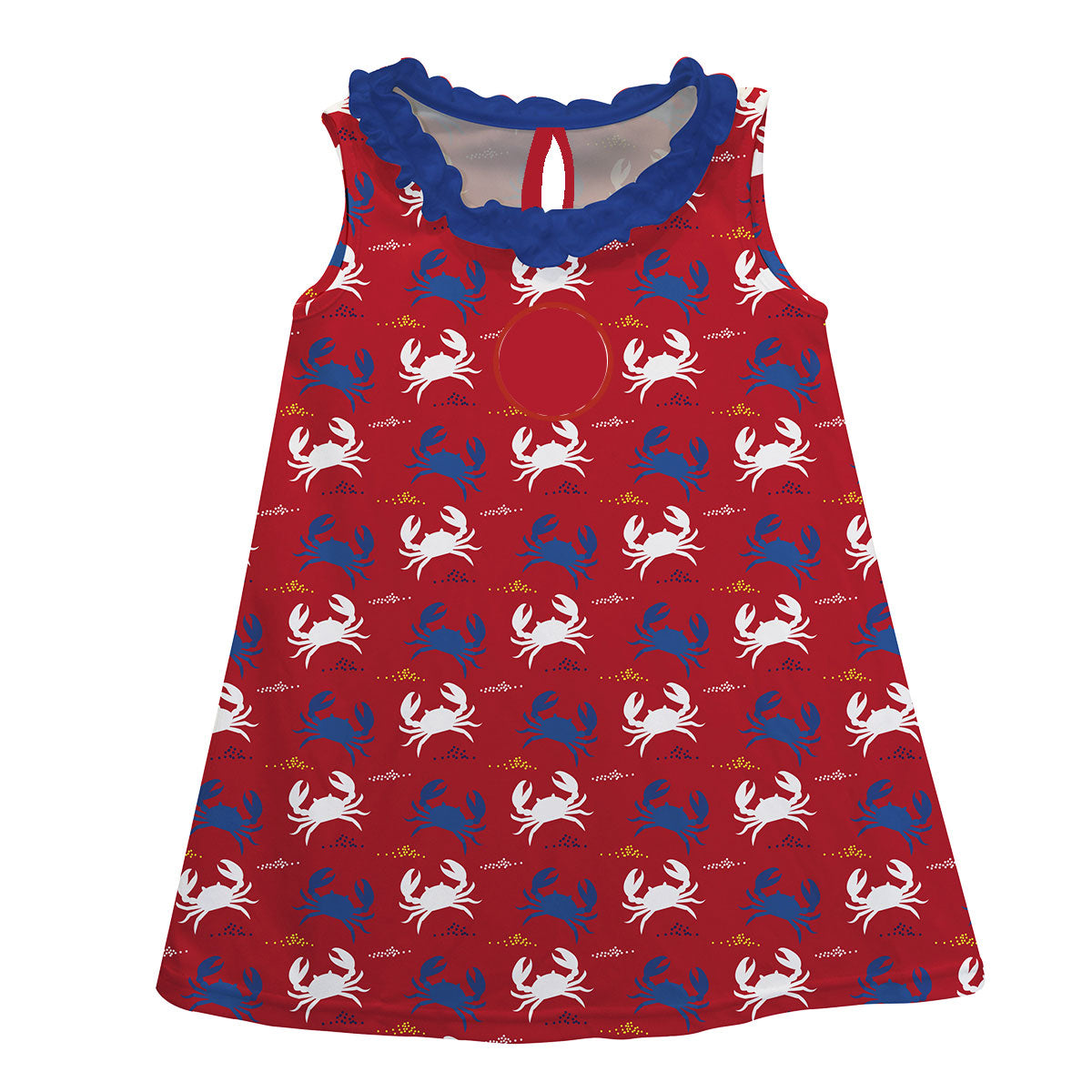 Crabs Print Monogram Red A Line Dress - Wimziy&Co.