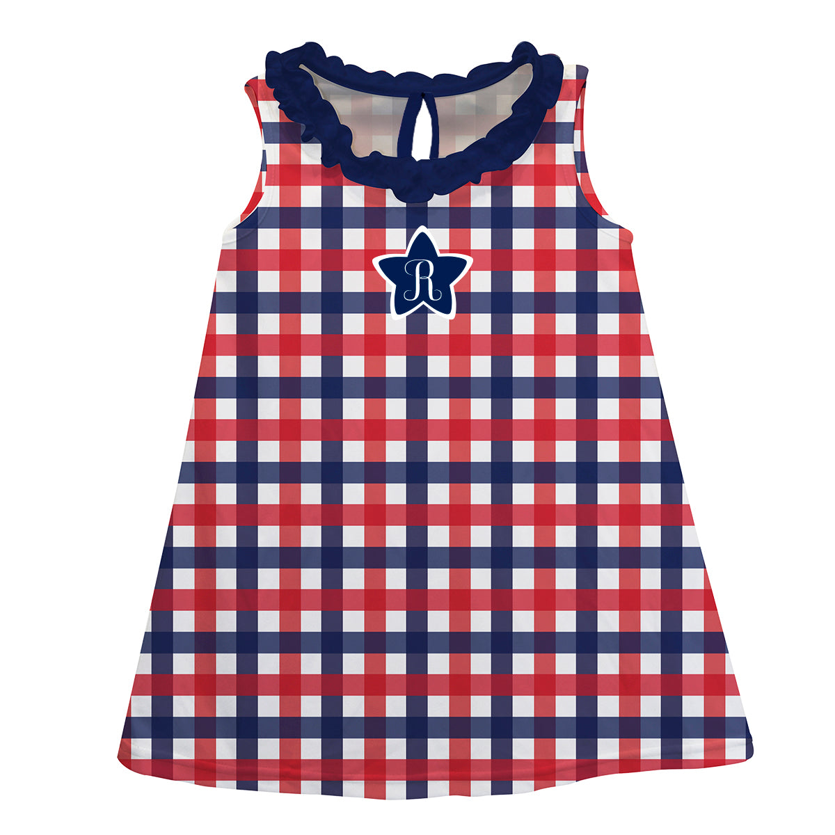 Red and Navy Plaid A Line Dress With Initial - Wimziy&Co.