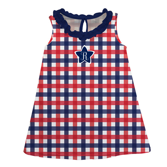 Red and Navy Plaid A Line Dress With Initial - Wimziy&Co.