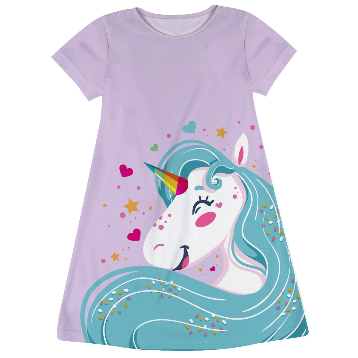 Purple and aqua big unicorn a line dress with name - Wimziy&Co.