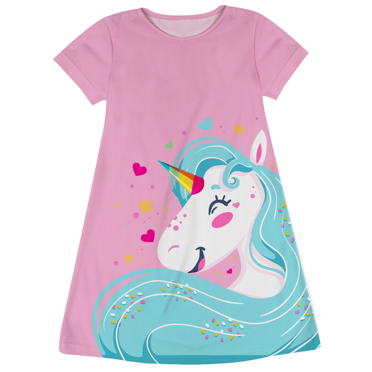 Pink and aqua big unicorn tank dress with name - Wimziy&Co.