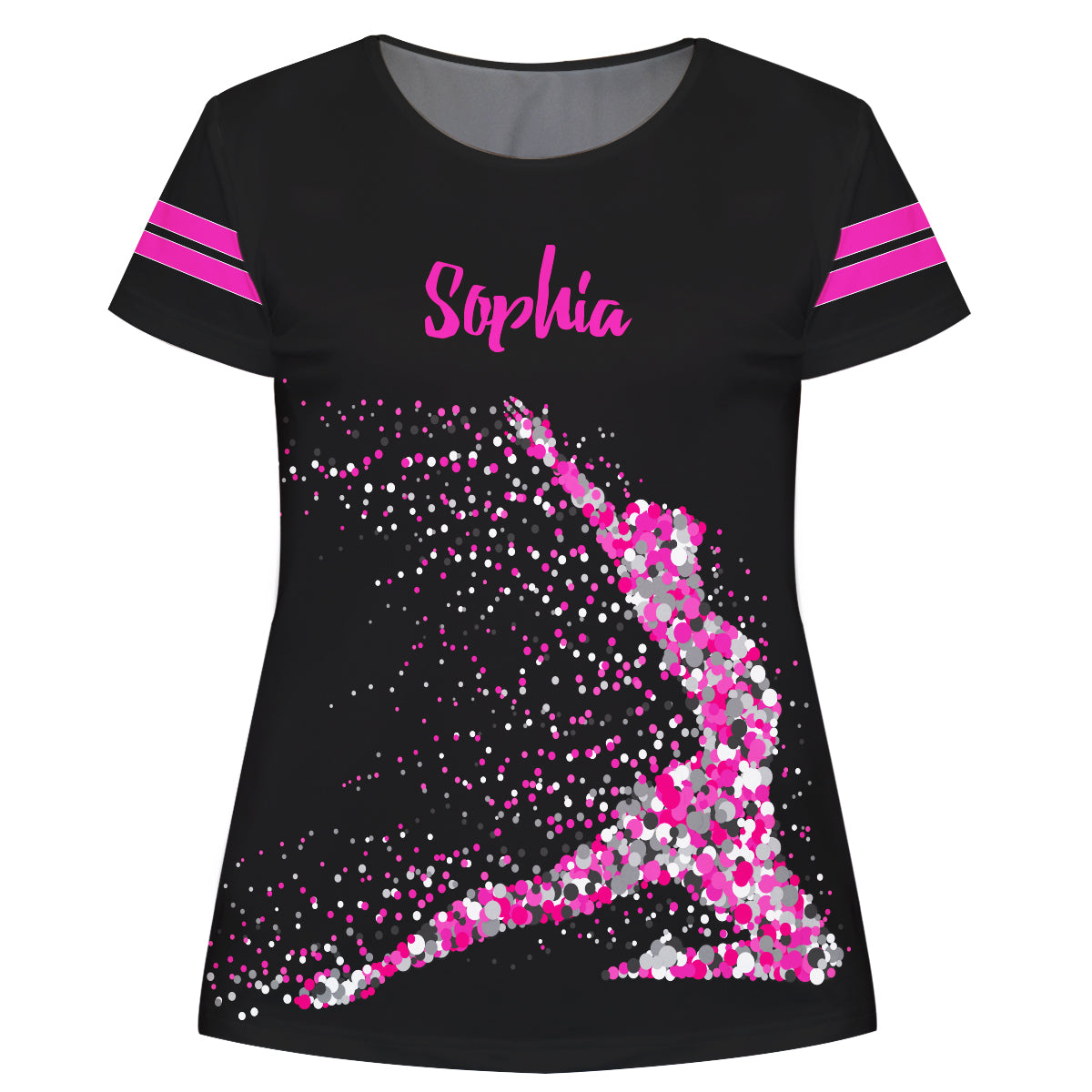 Black and hot pink gymnast girls blouse with name - Wimziy&Co.