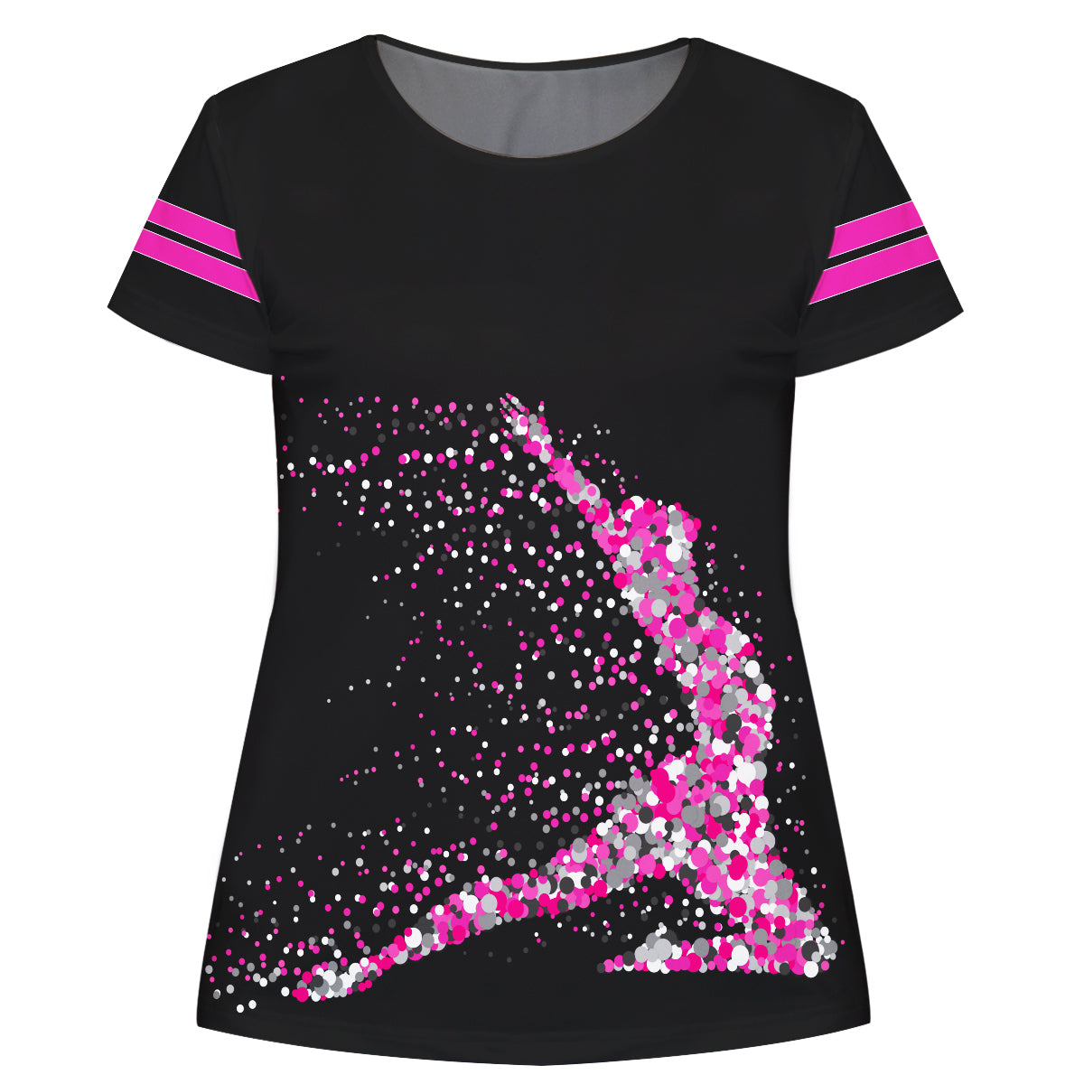 Black and hot pink gymnast girls blouse with name - Wimziy&Co.