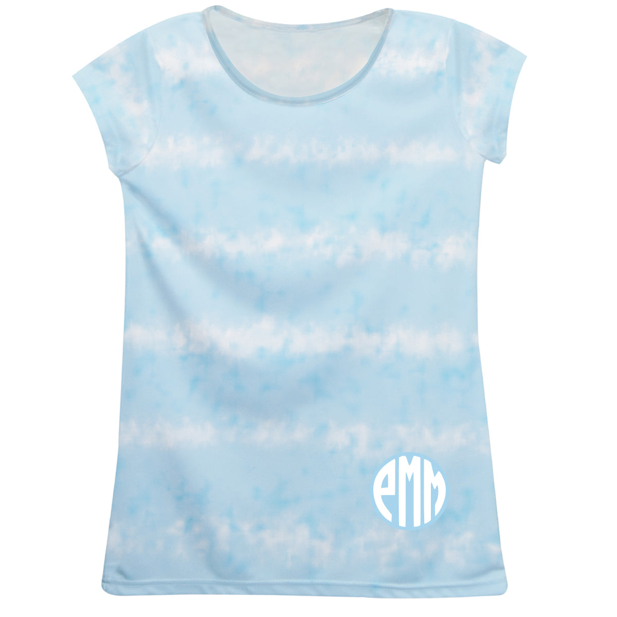 Monogram Light BlueTie Dye Short Sleeve Tee Shirt - Wimziy&Co.