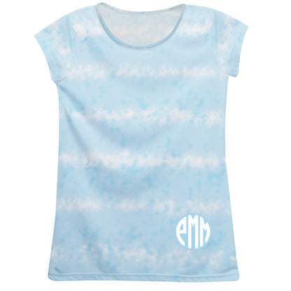 Monogram Light BlueTie Dye Short Sleeve Tee Shirt - Wimziy&Co.