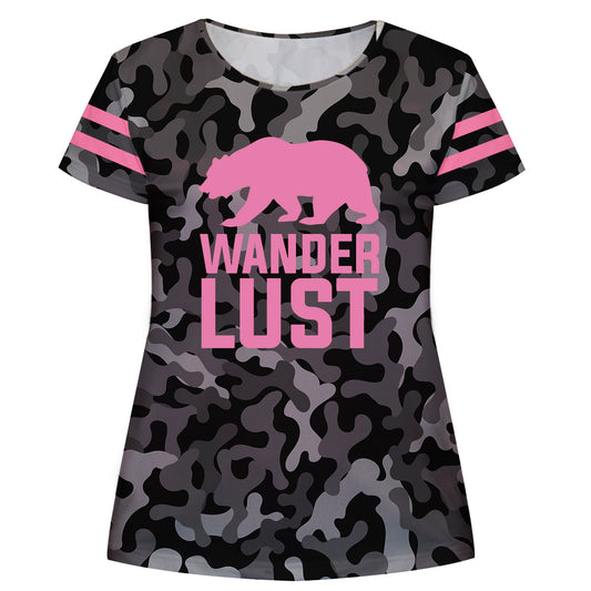 Girls grey camo and pink bear short sleeve blouse - Wimziy&Co.