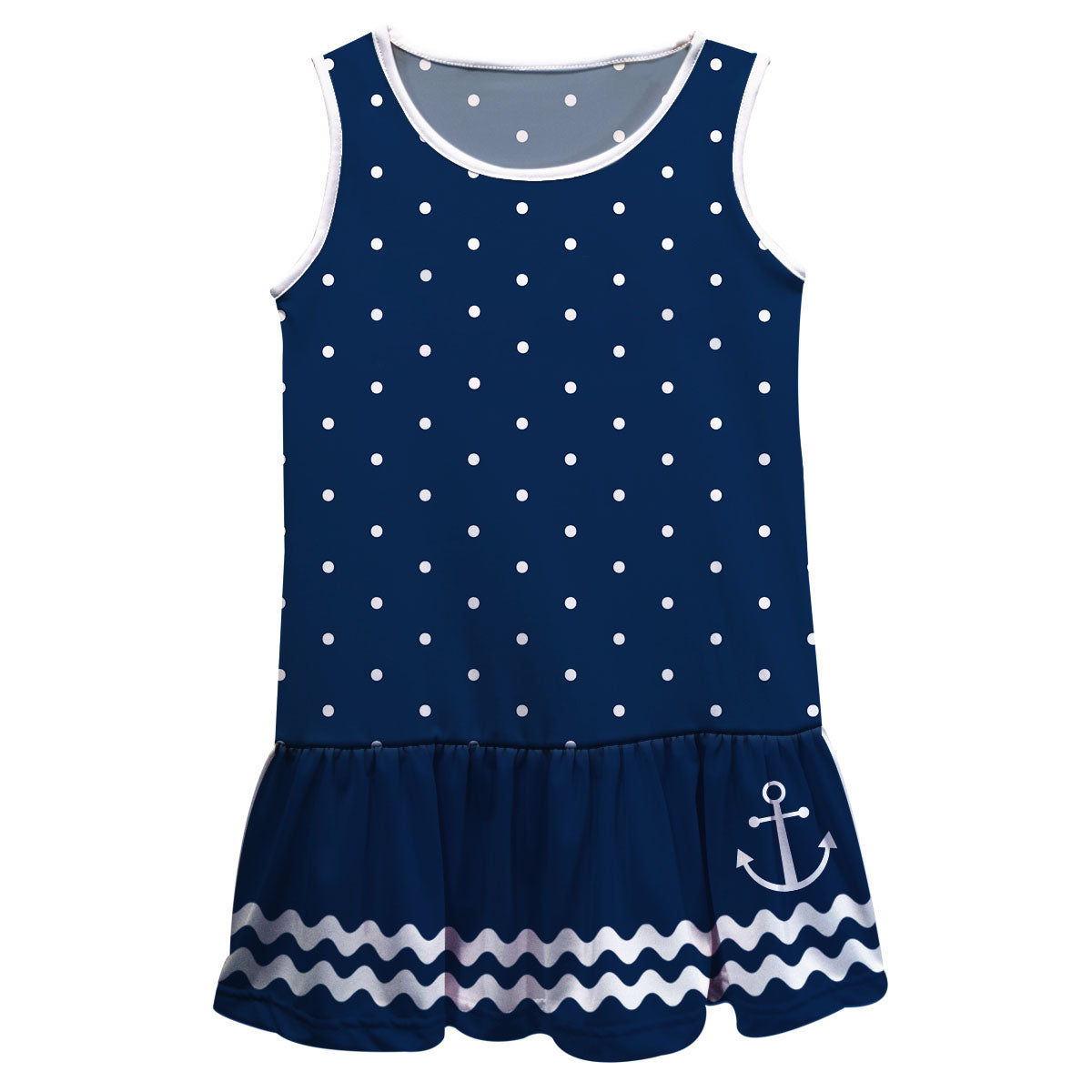Anchor Name Navy Polka Dots Lily Dress - Wimziy&Co.