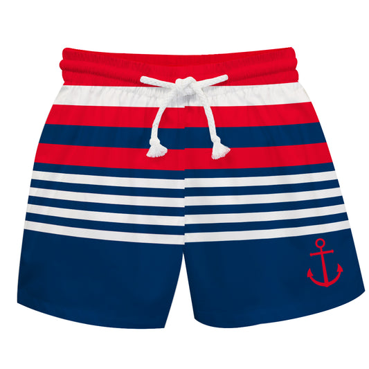Anchor Blue and Red Stripes Swimtrunk