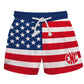 USA Flag Print Monogram Blue White and Red Swimtrunk - Wimziy&Co.