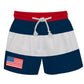 USA Flag Monogram Navy And White Stripes Swimtrunk - Wimziy&Co.