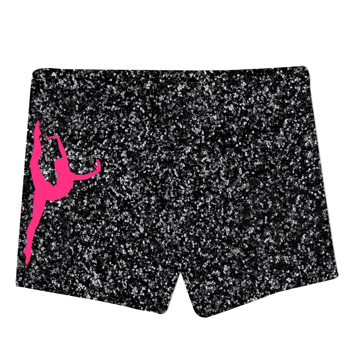 Gray glitter dancer silhouette girls dance shorts with monogram - Wimziy&Co.
