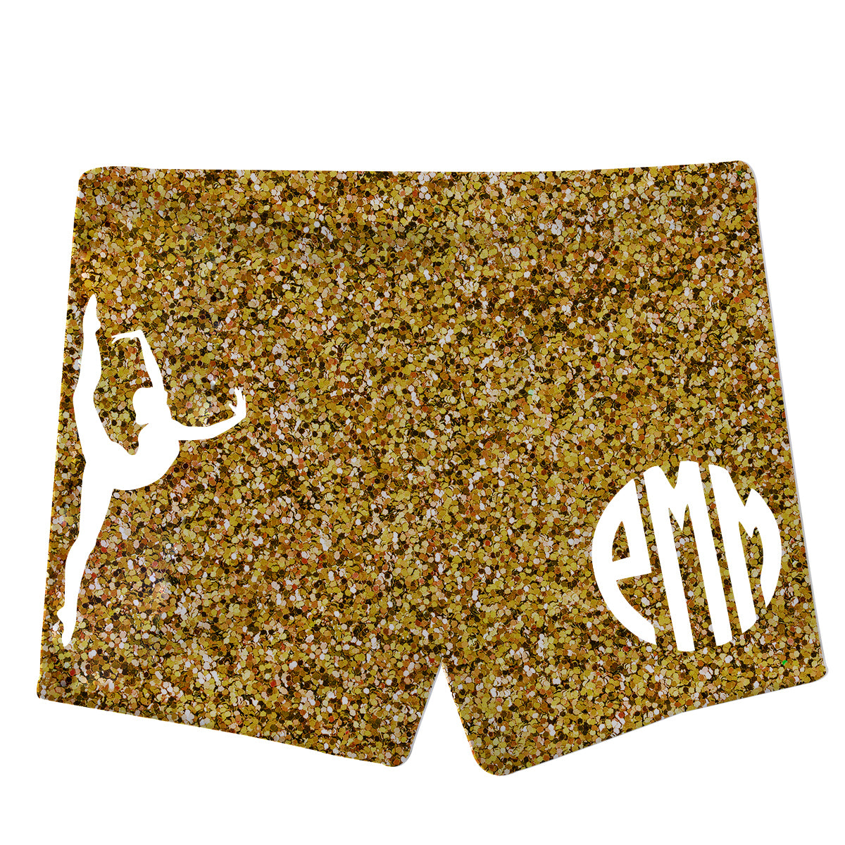 Gold glitter dancer silhouette girls dance shorts with monogram - Wimziy&Co.