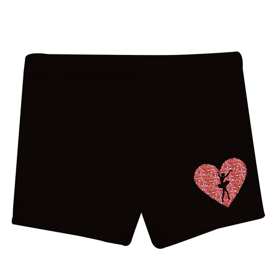 Glitter Heart Black Girls Shorties - Wimziy&Co.