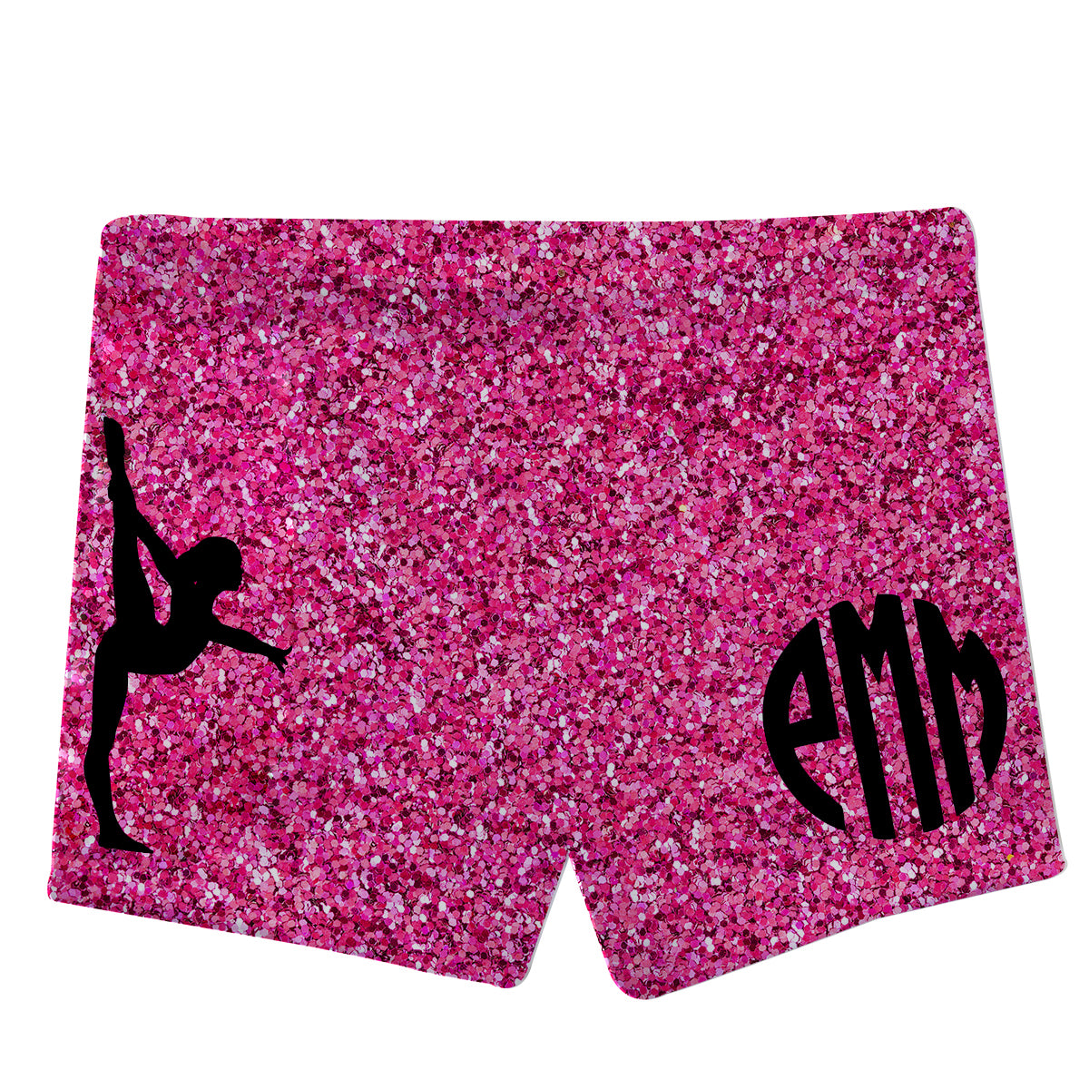 Hot pink glitter gymnast shorts with monogram - Wimziy&Co.
