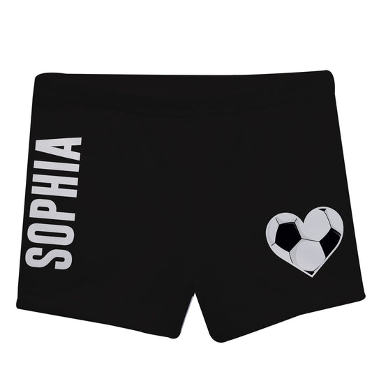 Soccer Heart Name Black Shorties - Wimziy&Co.