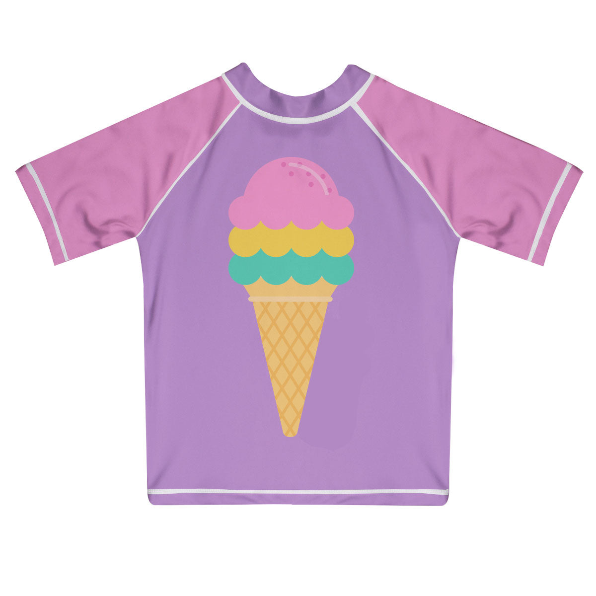 Ice Cream Name Purple and Pink Short Sleeve Rash Guard - Wimziy&Co.
