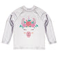 White llama face long sleeve girls rash guard - Wimziy&Co.