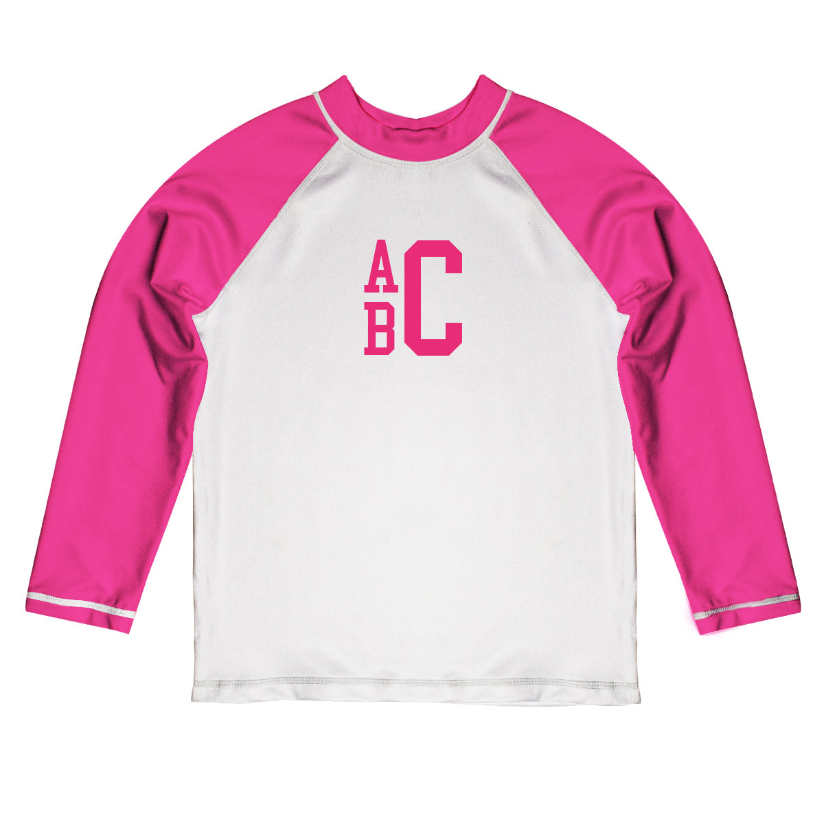Monogram White and Hot Pink Long Sleeve Rash Guard - Wimziy&Co.