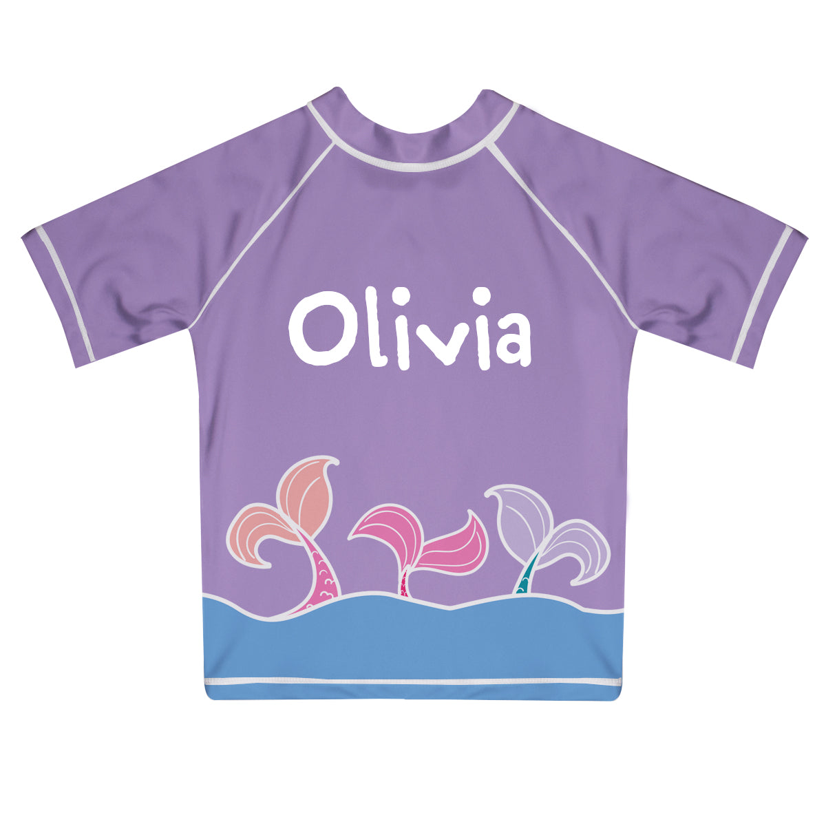 Mermaid Name Purple Short Sleeve Rash Guard - Wimziy&Co.