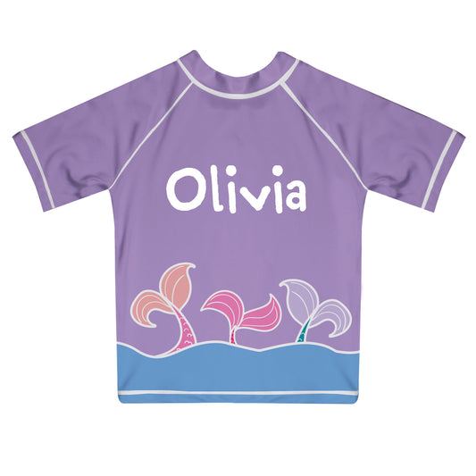 Mermaid Name Purple Short Sleeve Rash Guard - Wimziy&Co.